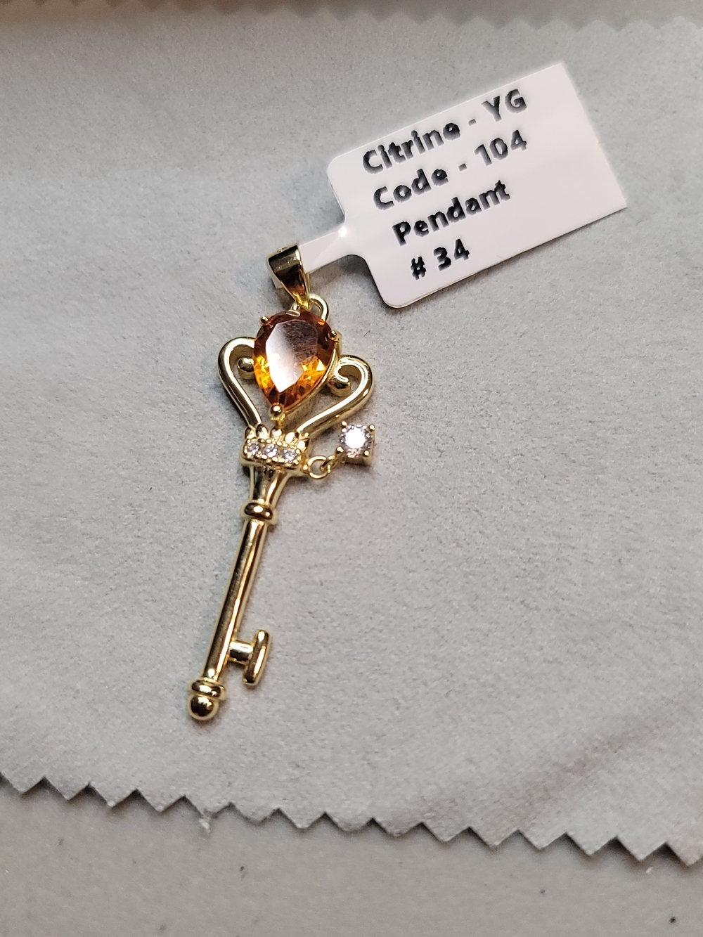 NWT Citrine & Gold Vermeil Key Pendant - Sailor Moon Inspired